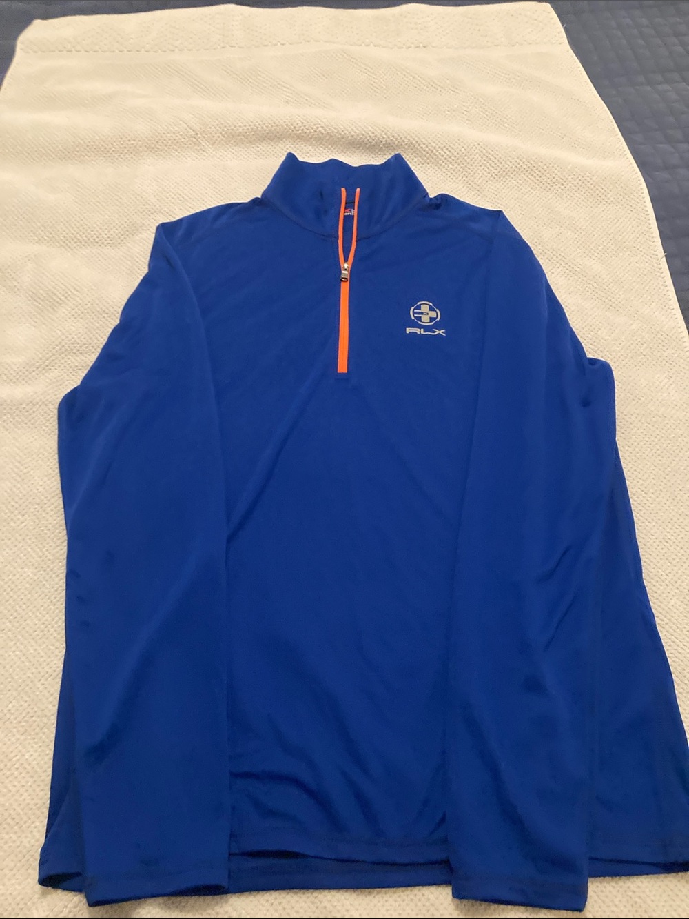 Ralph Lauren RLX Navy Blue Quarter-Zip Pullover with Orange Accent
